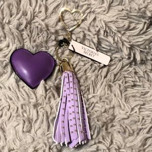 Victoria Secret Keychain Purple Heart Fringe NWT